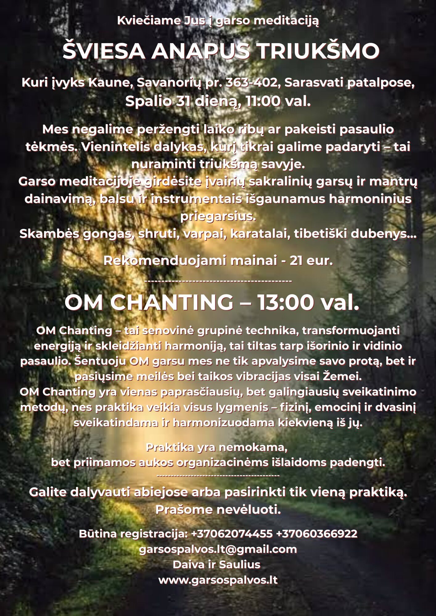 Garso meditacija Kaune Spalio 31 d. 11 val.